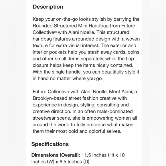 New! Rounded Structured mini handbag by Alani Noelle. - Picture 7 of 8